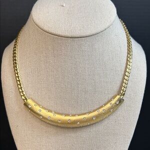 Vintage Swarovski Gold Necklace with Crystal Accents